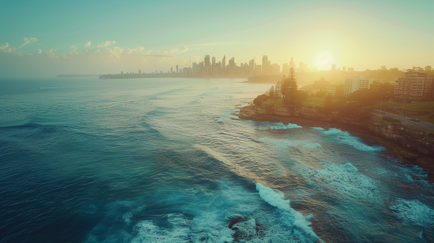 Aerial view of coastal real estate